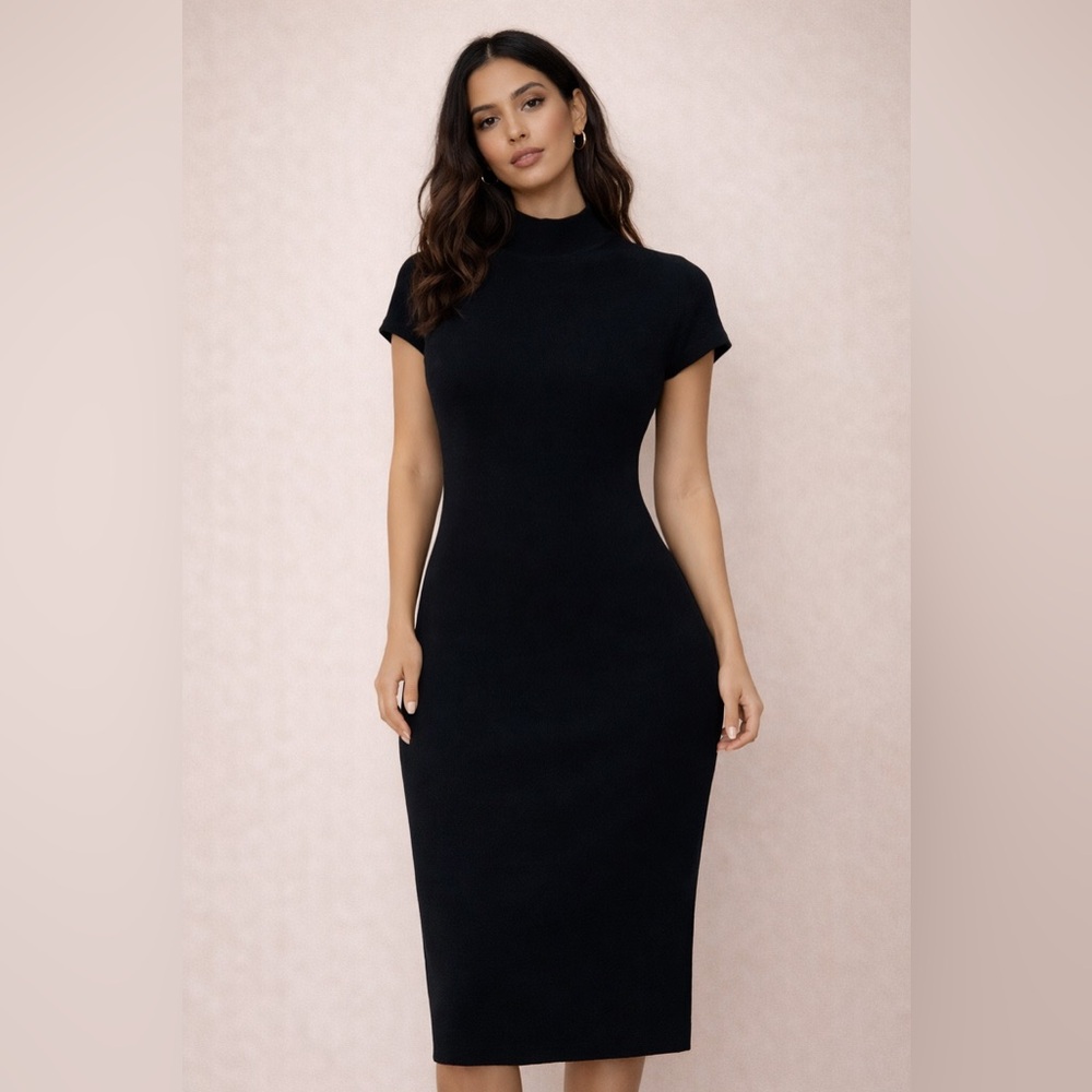 Chic Black Midi Dress for Women
